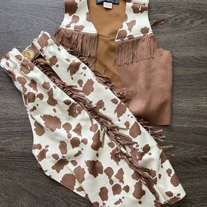 Zara Brown and Cream Cow Print Vest & Chaps